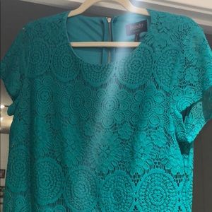 Laundry by Shelli Segal teal lace dress
